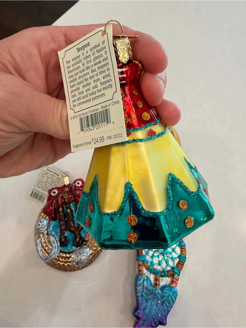 Lot of old world Christmas ornaments cowboy themed
